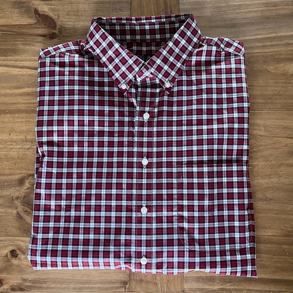 JoS A. Bank red/navy blue plaid button down Sz. XL - Picture 5 of 5